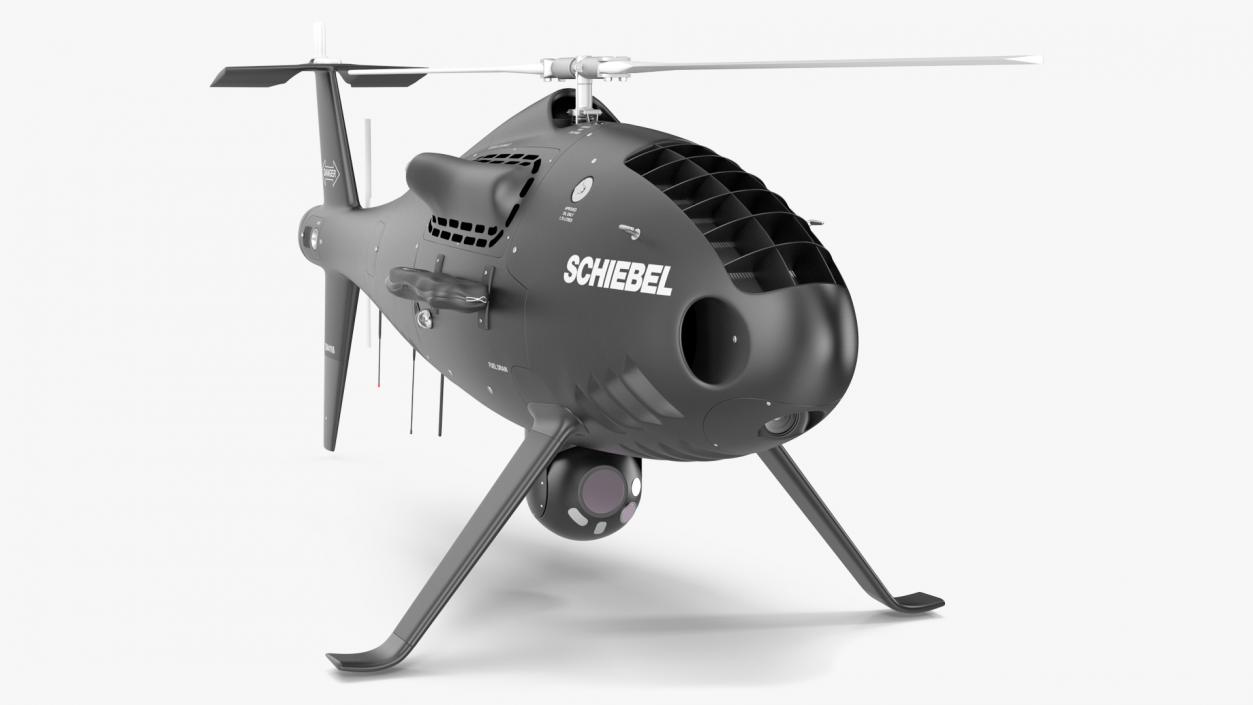 3D Schiebel Camcopter S100 UAV Rotorcraft Black Rigged