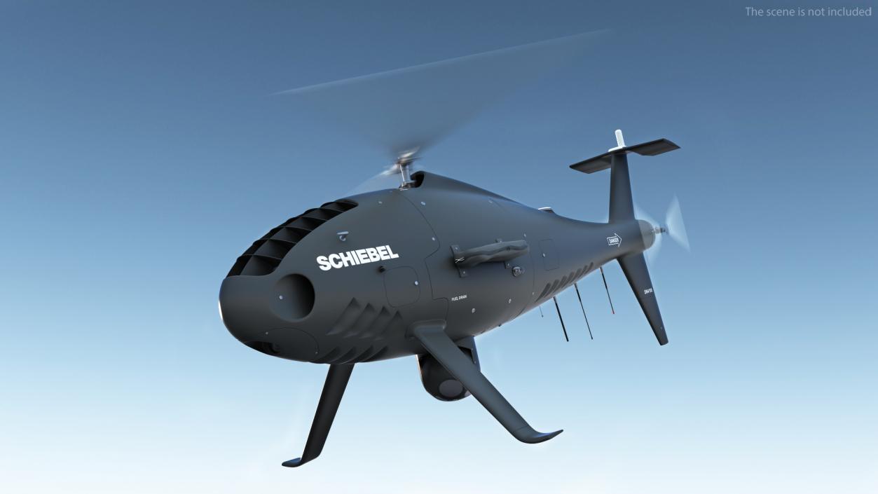 3D model Schiebel Camcopter S100 UAV Rotorcraft Black Rigged for Cinema 4D