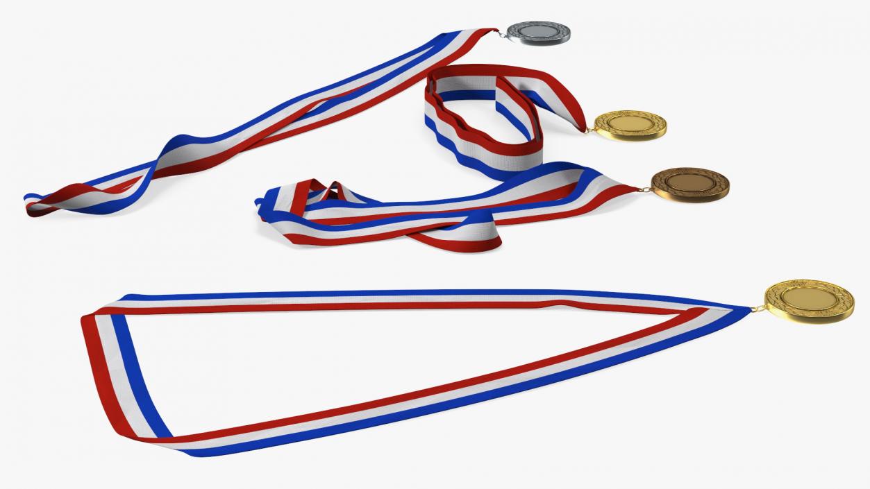 3D Award Medal Set with Ribbons model