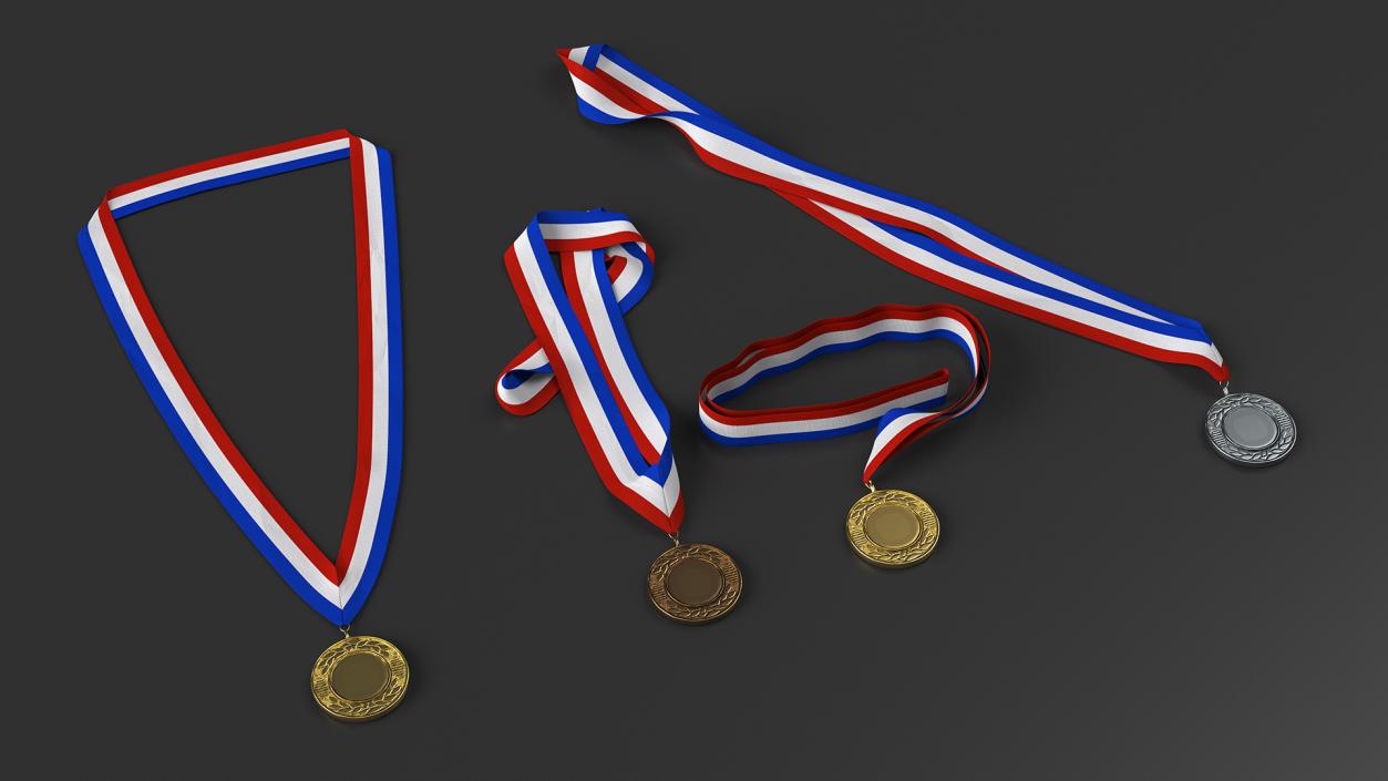 3D Award Medal Set with Ribbons model