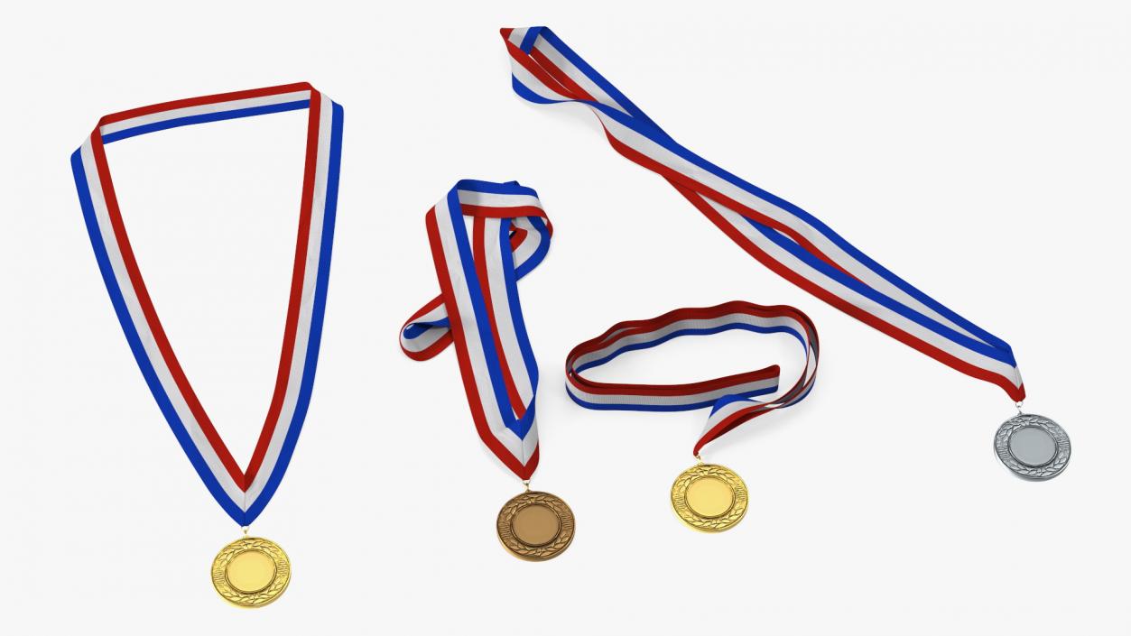 3D Award Medal Set with Ribbons model