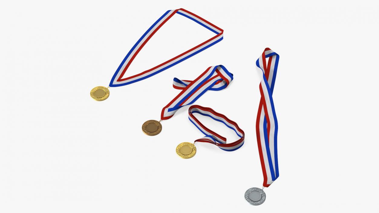 3D Award Medal Set with Ribbons model