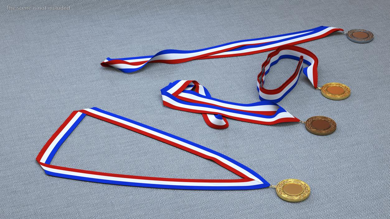 3D Award Medal Set with Ribbons model