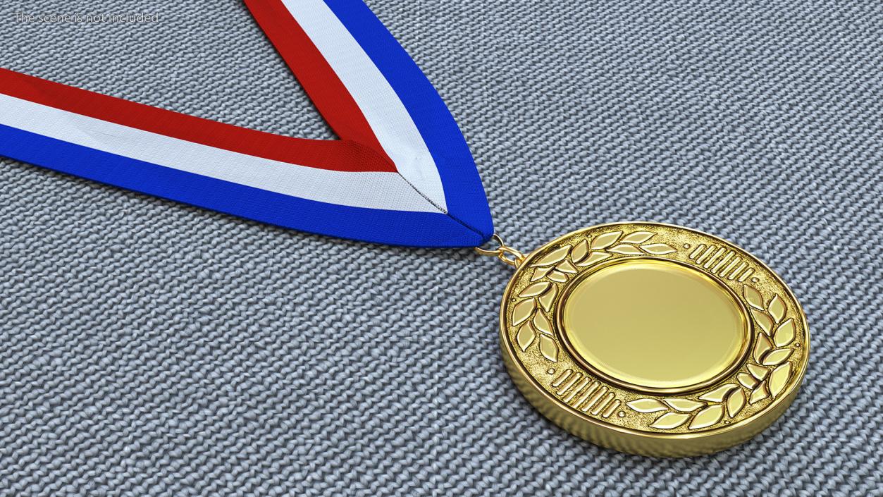 3D Award Medal Set with Ribbons model