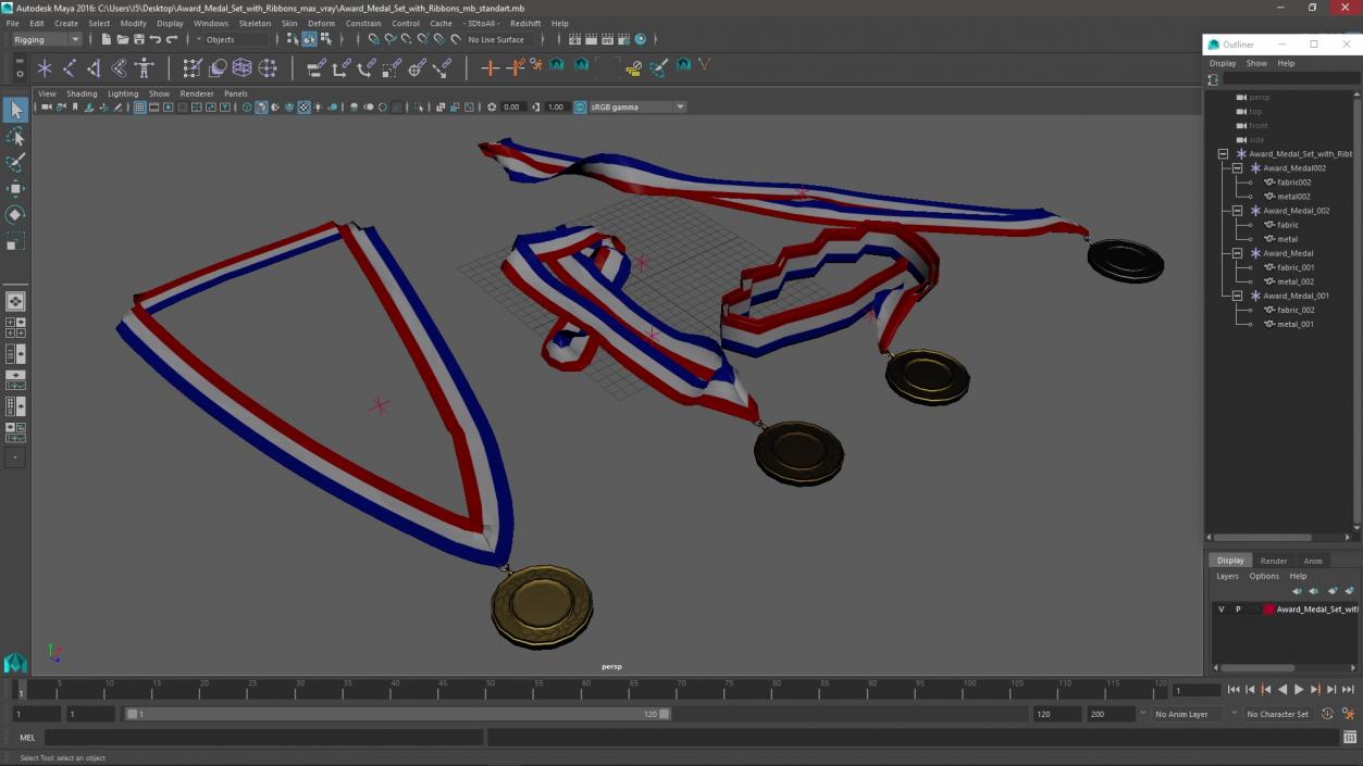 3D Award Medal Set with Ribbons model