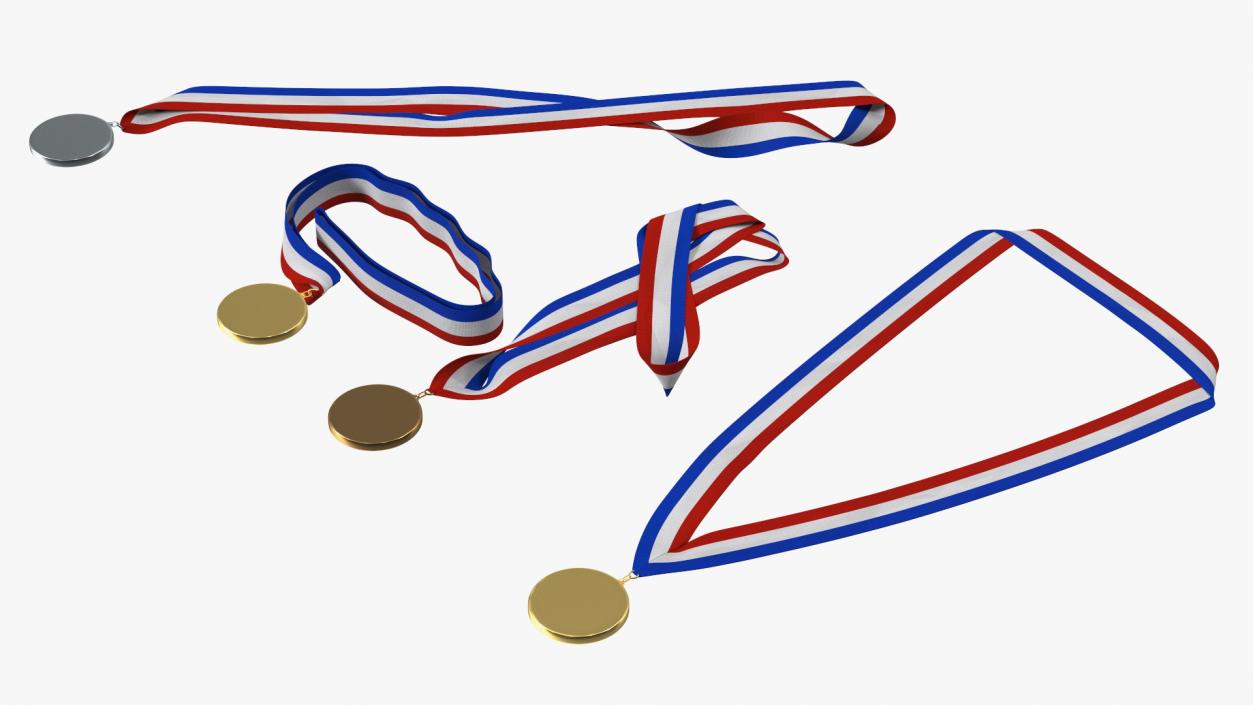 3D Award Medal Set with Ribbons model