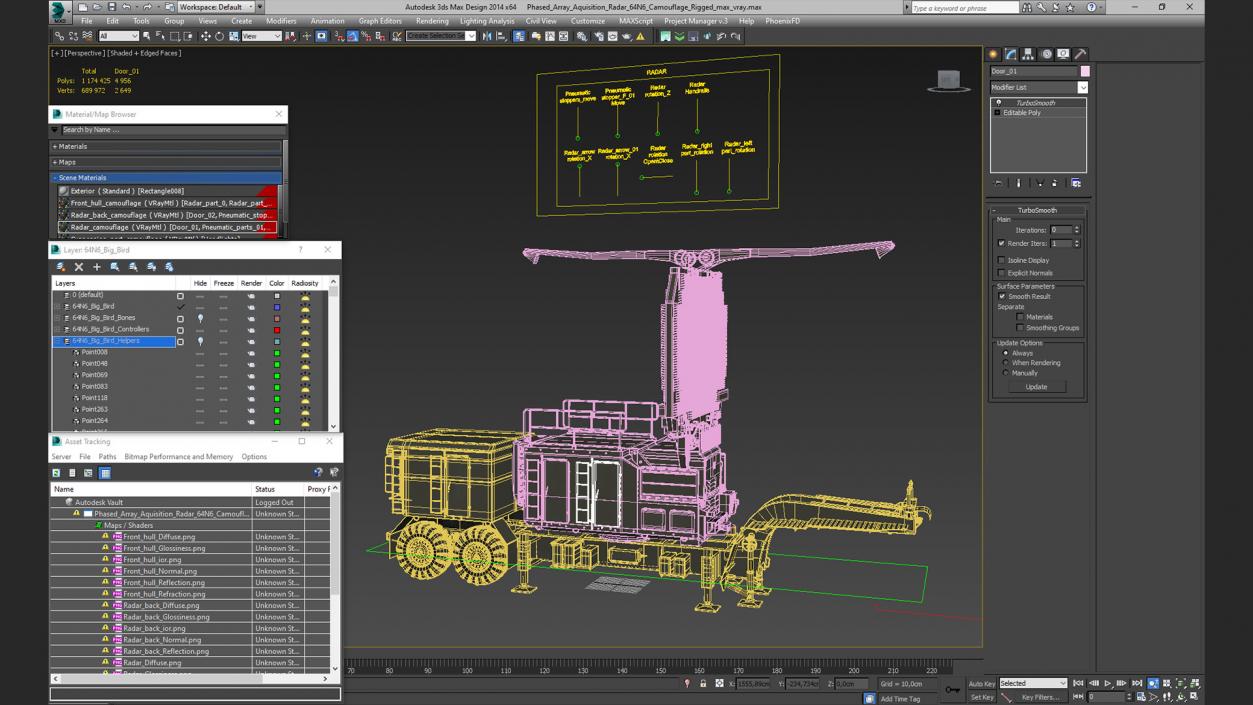 3D Long Range Surveillance Radar 64N6 Rigged