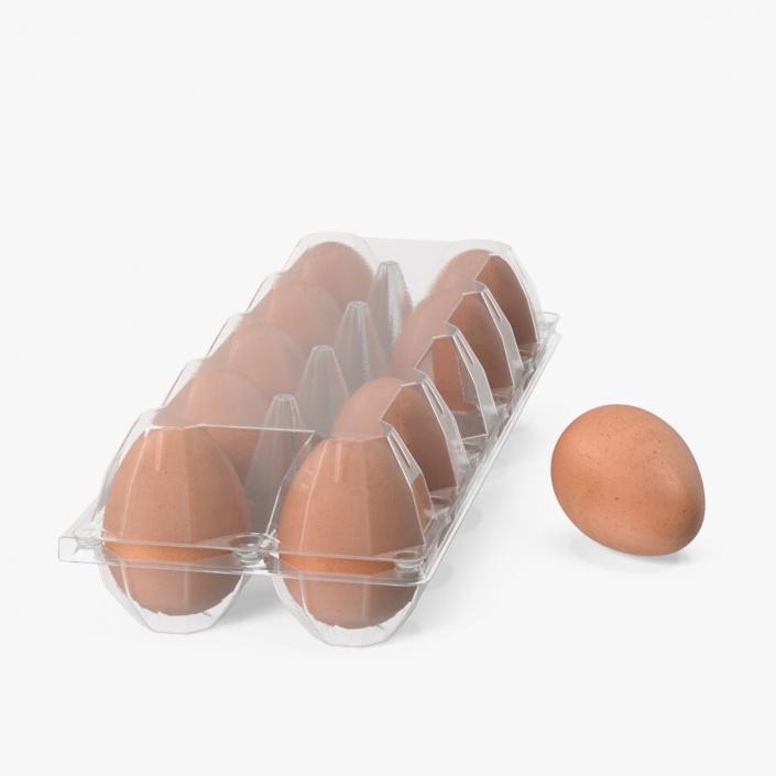 3D Pack of 10 Brown Eggs in Transparent Container