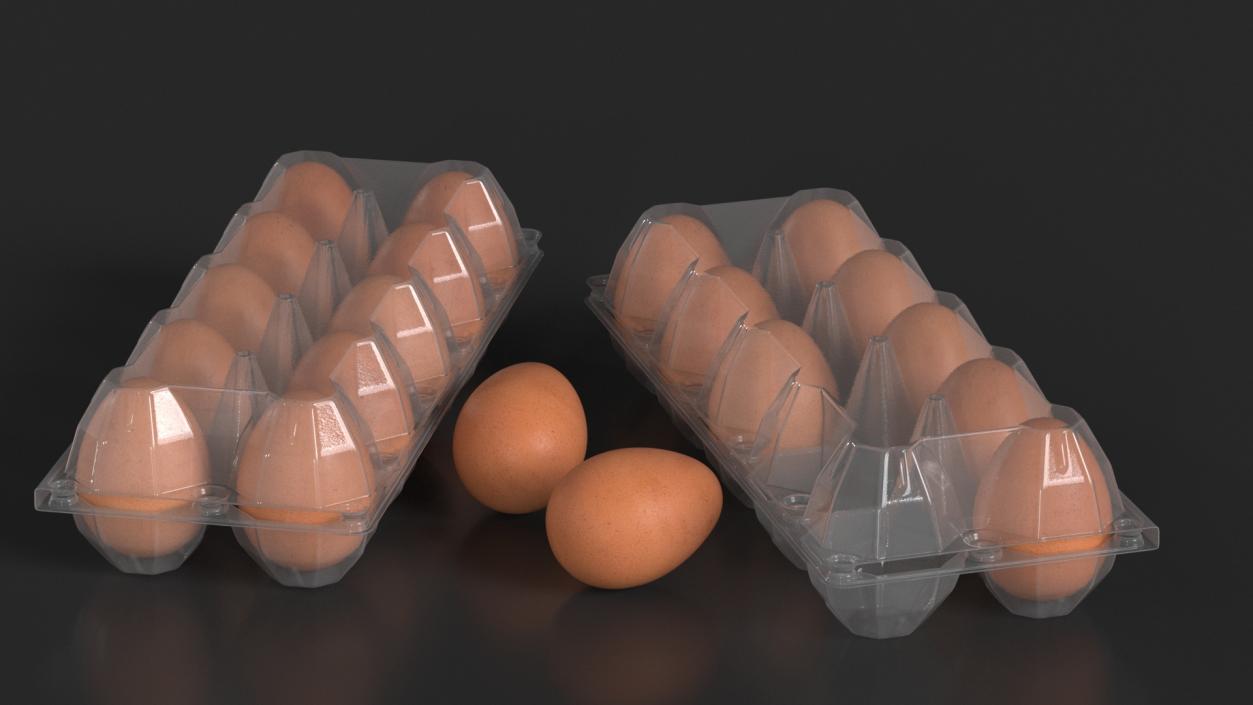 3D Pack of 10 Brown Eggs in Transparent Container