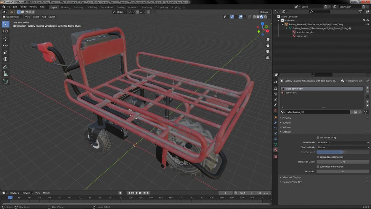 Battery Powered Wheelbarrow with Pipe Frame Dusty 3D model