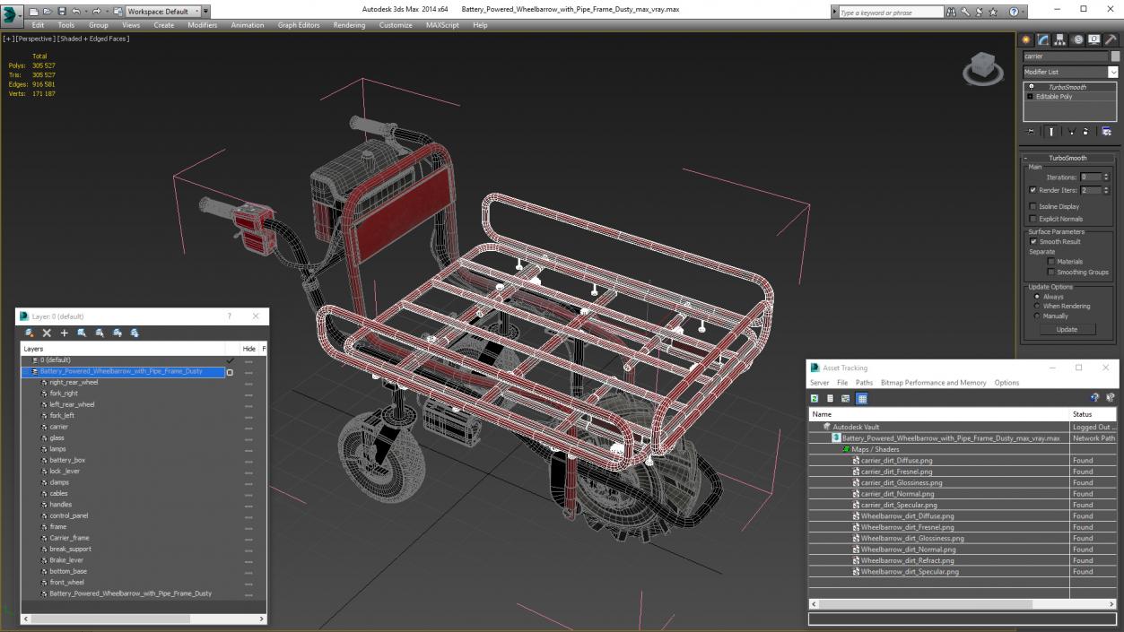 Battery Powered Wheelbarrow with Pipe Frame Dusty 3D model