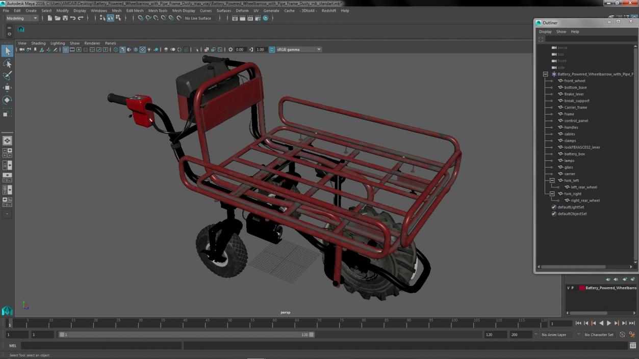 Battery Powered Wheelbarrow with Pipe Frame Dusty 3D model