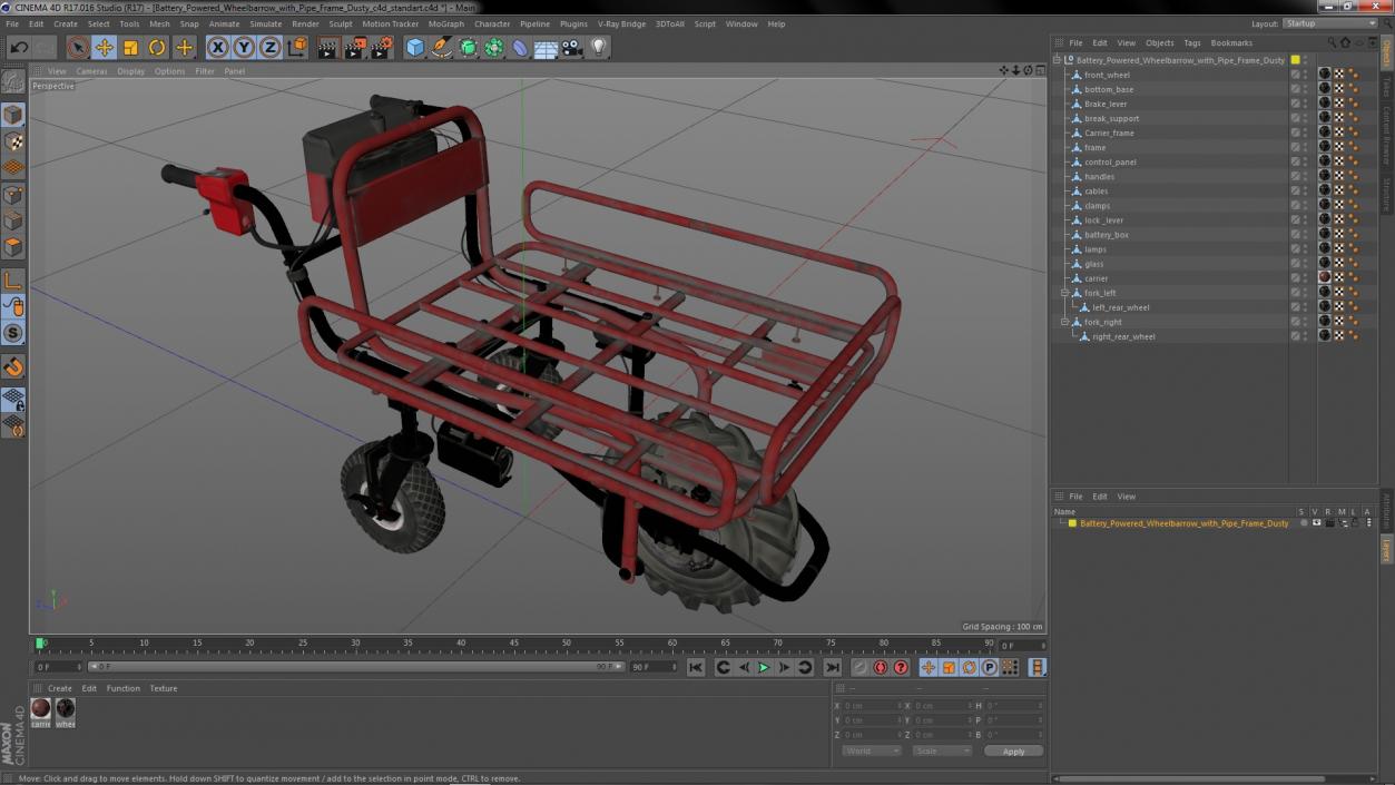 Battery Powered Wheelbarrow with Pipe Frame Dusty 3D model