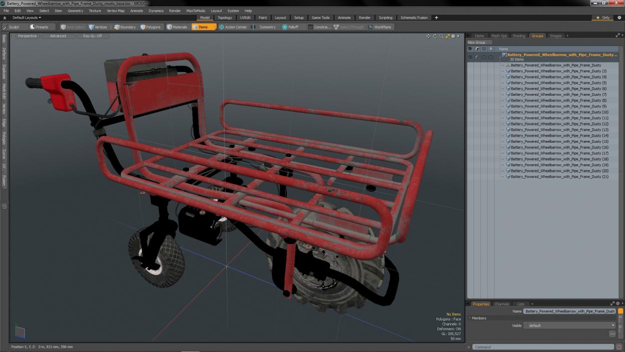 Battery Powered Wheelbarrow with Pipe Frame Dusty 3D model