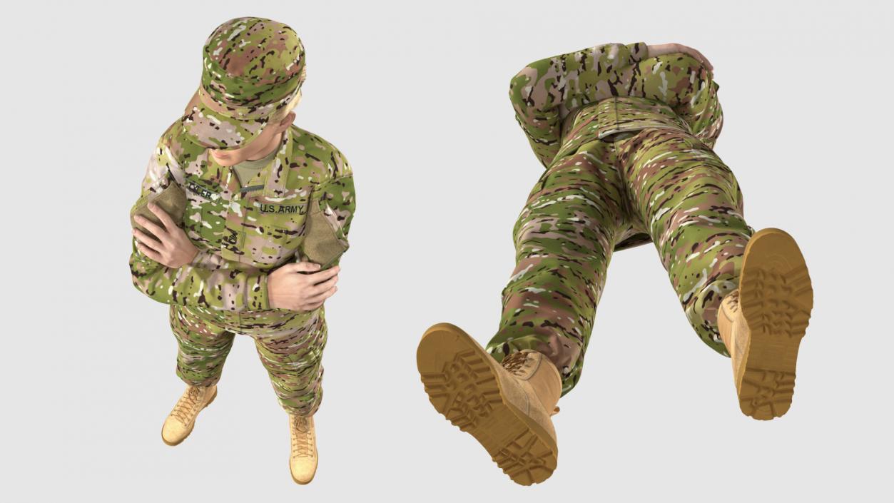 Female Soldier Military Camo Fur 3D