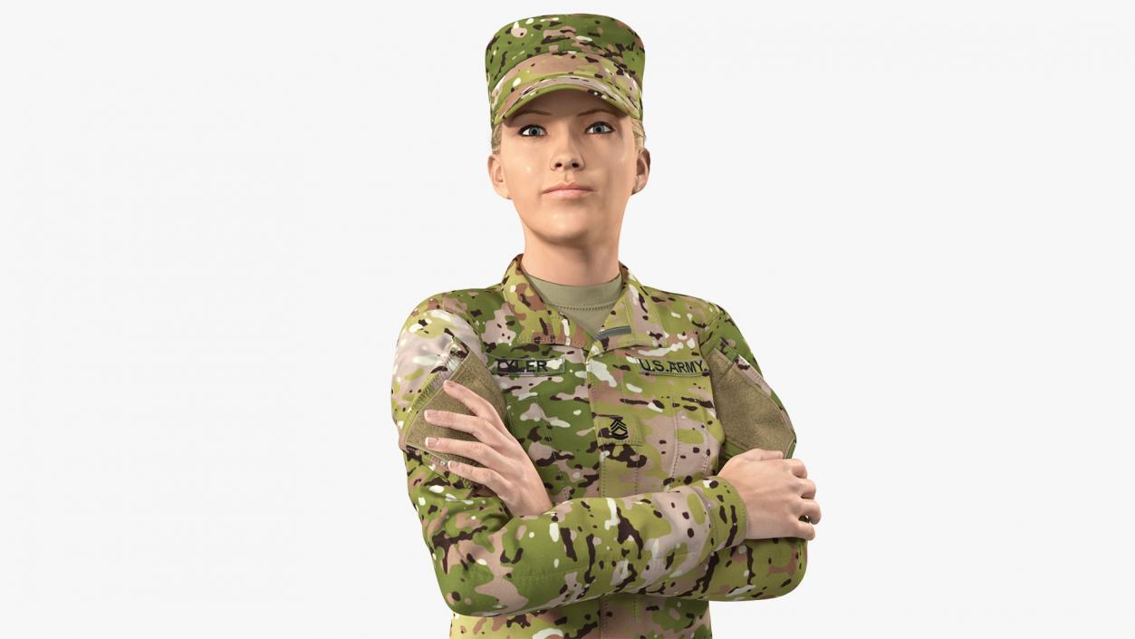 Female Soldier Military Camo Fur 3D