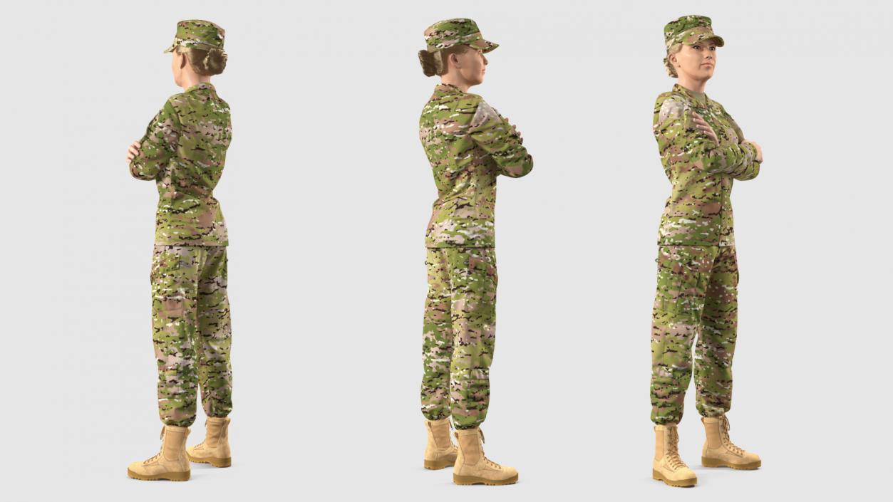 Female Soldier Military Camo Fur 3D