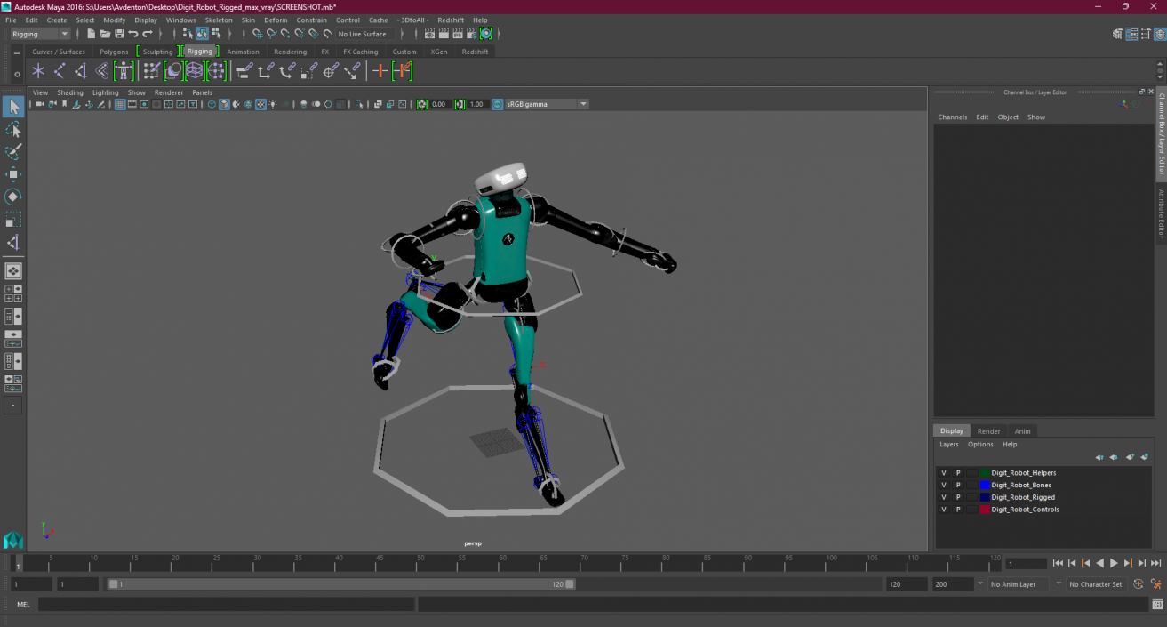 Digit Robot Rigged for Maya 3D