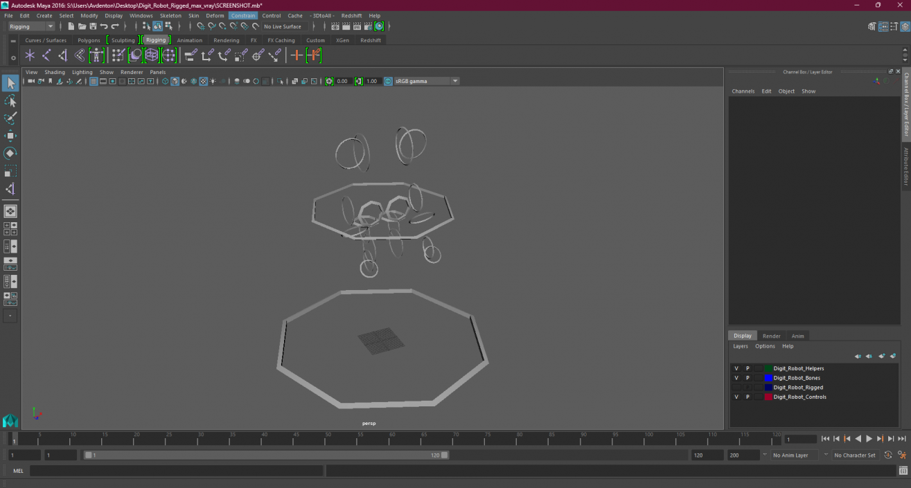 Digit Robot Rigged for Maya 3D