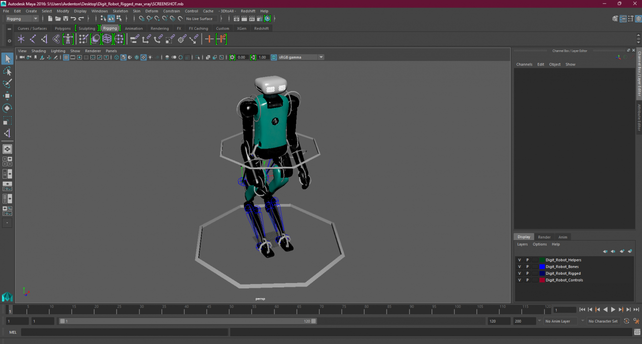 Digit Robot Rigged for Maya 3D