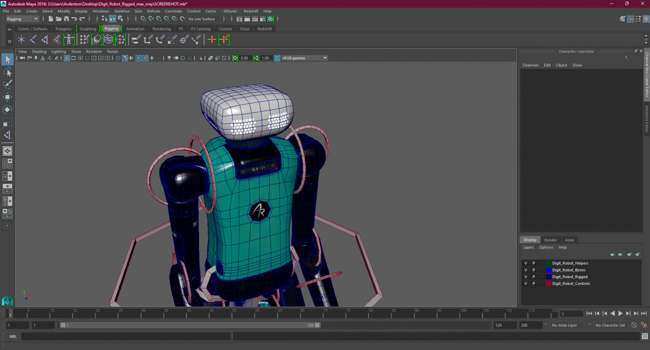 Digit Robot Rigged for Maya 3D