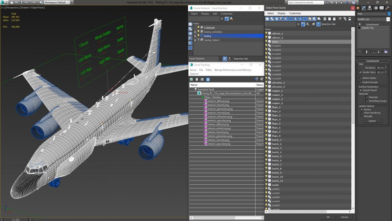 3D model Boeing RC-135 Large Reconnaissance Aircraft Rigged