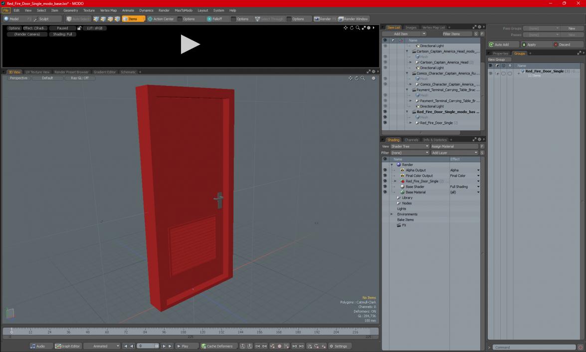 3D model Red Fire Door Single