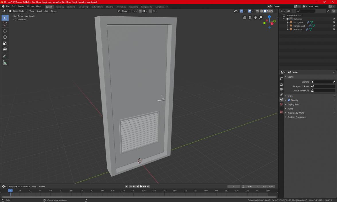 3D model Red Fire Door Single