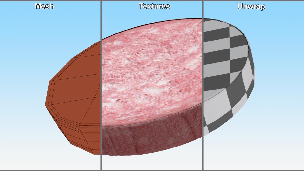 3D model Slice Half Smoked Sausage