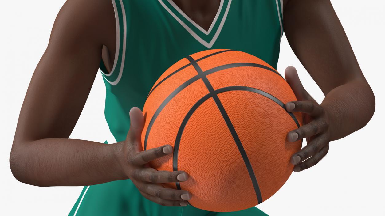 Dark Skin Teenager Basketball Player Playing Pose 3D model