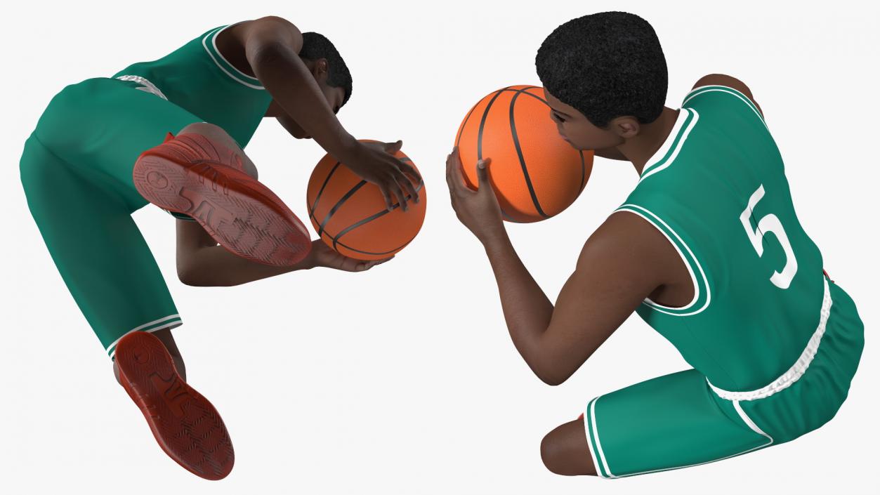 Dark Skin Teenager Basketball Player Playing Pose 3D model