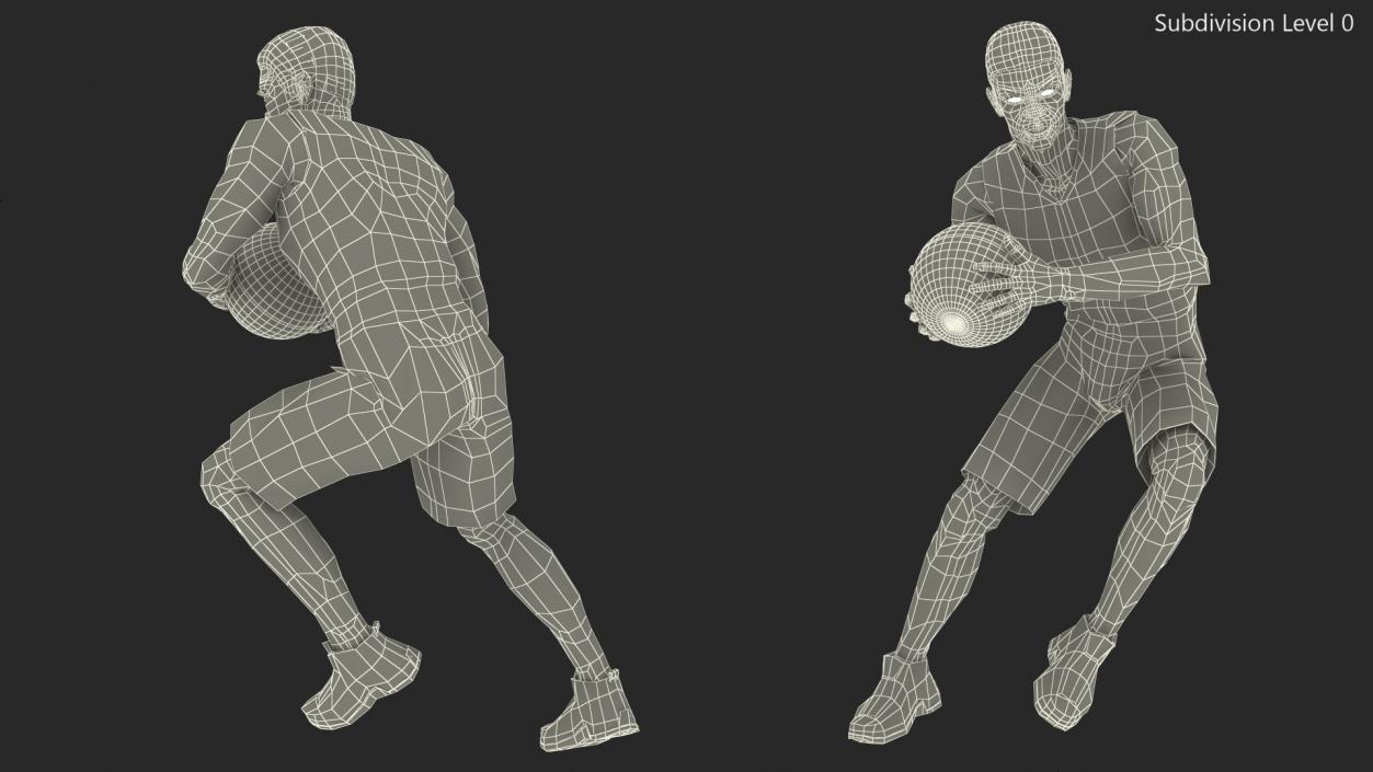 Dark Skin Teenager Basketball Player Playing Pose 3D model