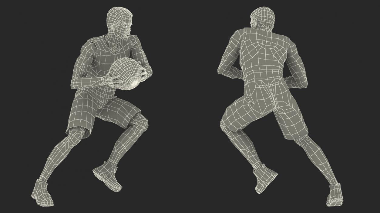 Dark Skin Teenager Basketball Player Playing Pose 3D model