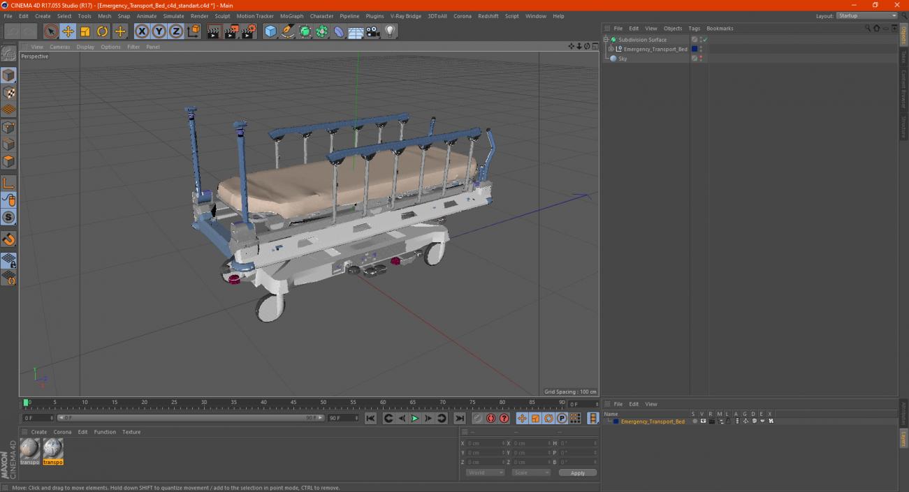 3D Emergency Transport Bed model