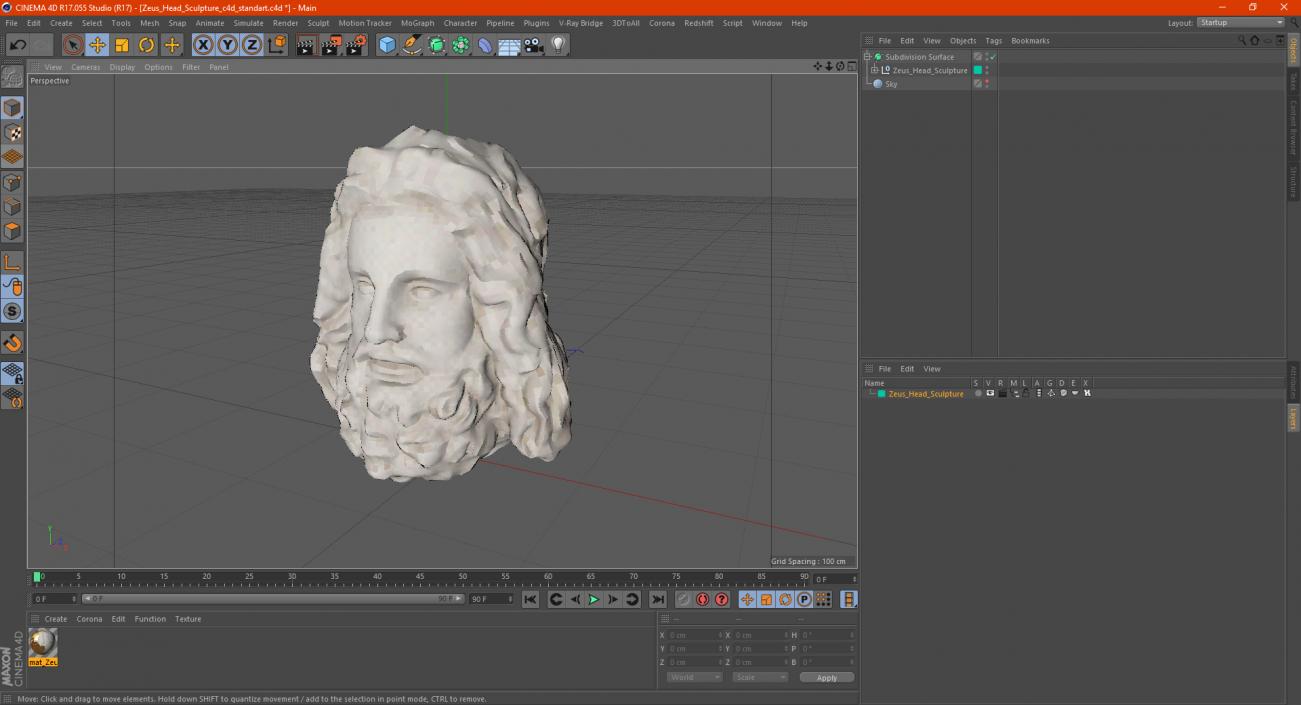 Zeus Head Sculpture 3D model