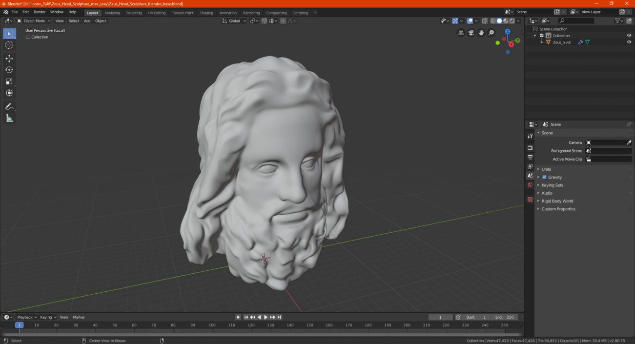 Zeus Head Sculpture 3D model