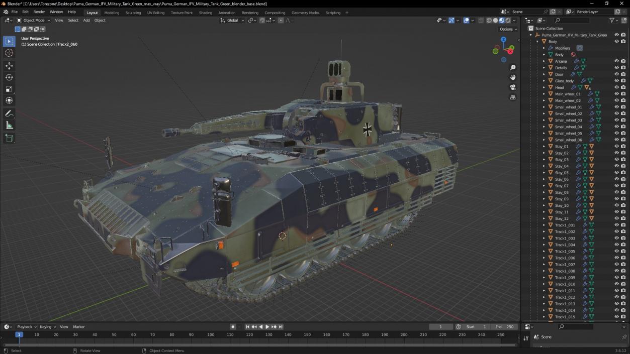 3D model Puma German IFV Military Tank Green