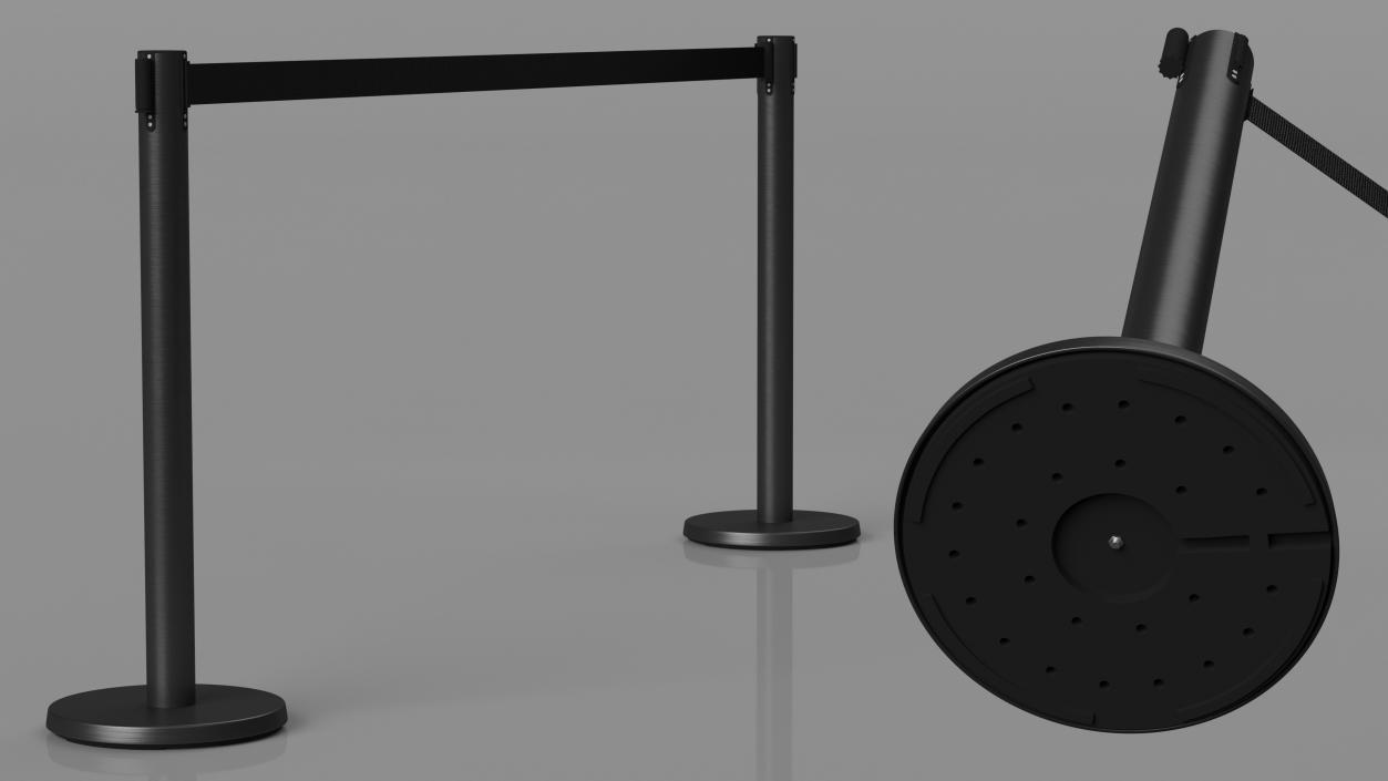 3D Black Stanchion with Black Retractable Belt model