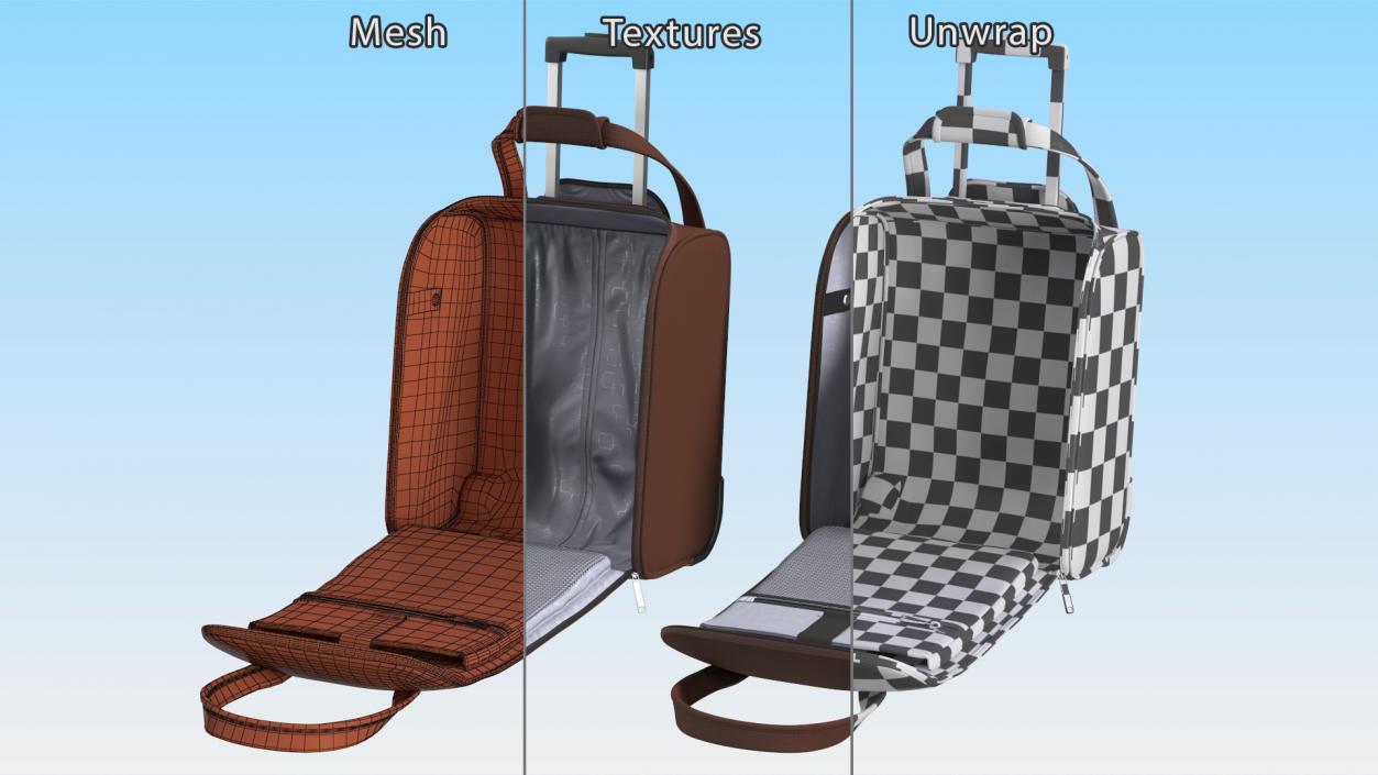 3D Brown Open Softshell Luggage model