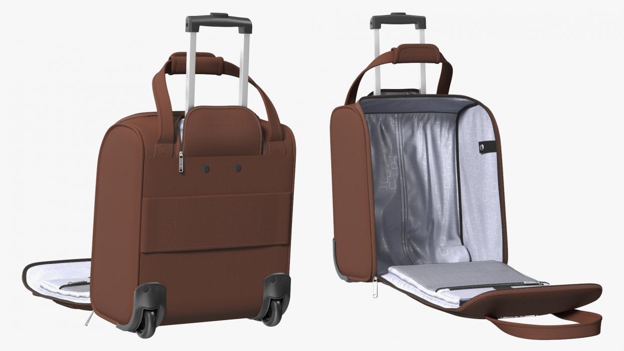 3D Brown Open Softshell Luggage model