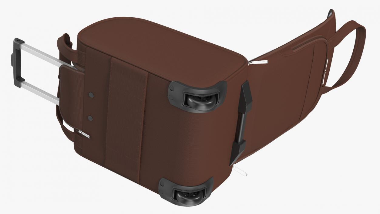 3D Brown Open Softshell Luggage model