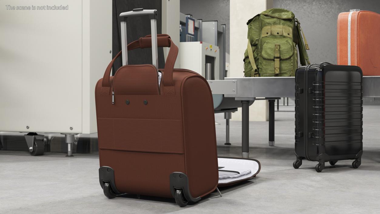 3D Brown Open Softshell Luggage model