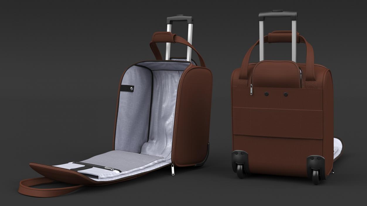 3D Brown Open Softshell Luggage model