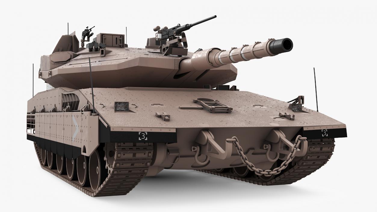 3D model Israeli Tank Merkava 5 Beige Rigged