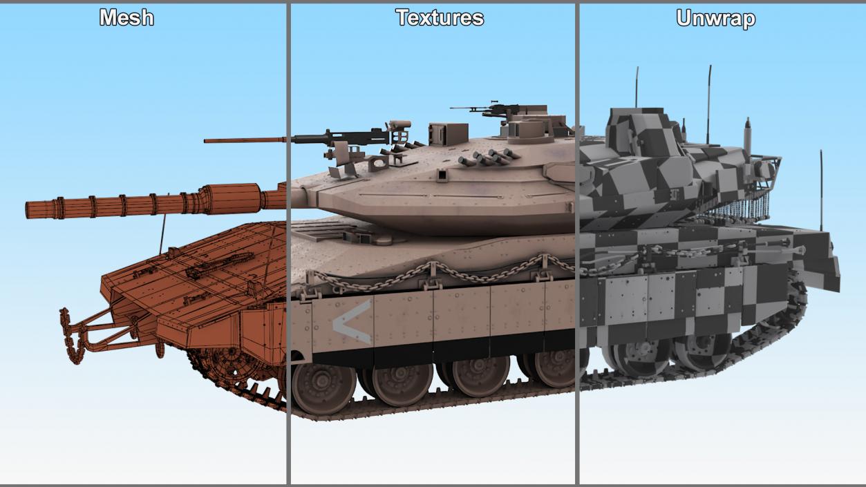 3D model Israeli Tank Merkava 5 Beige Rigged