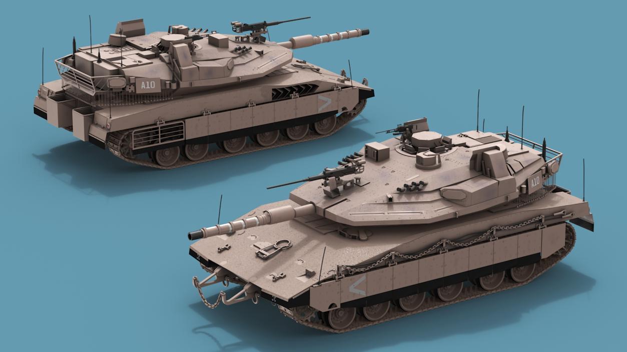 3D model Israeli Tank Merkava 5 Beige Rigged