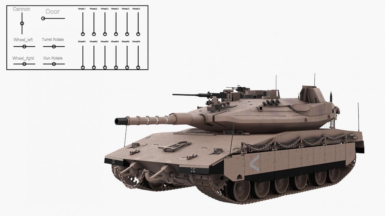 3D model Israeli Tank Merkava 5 Beige Rigged