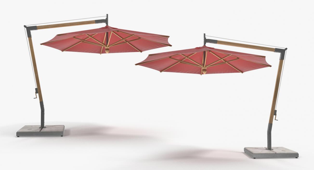 3D Offset Wooden Patio Umbrella model