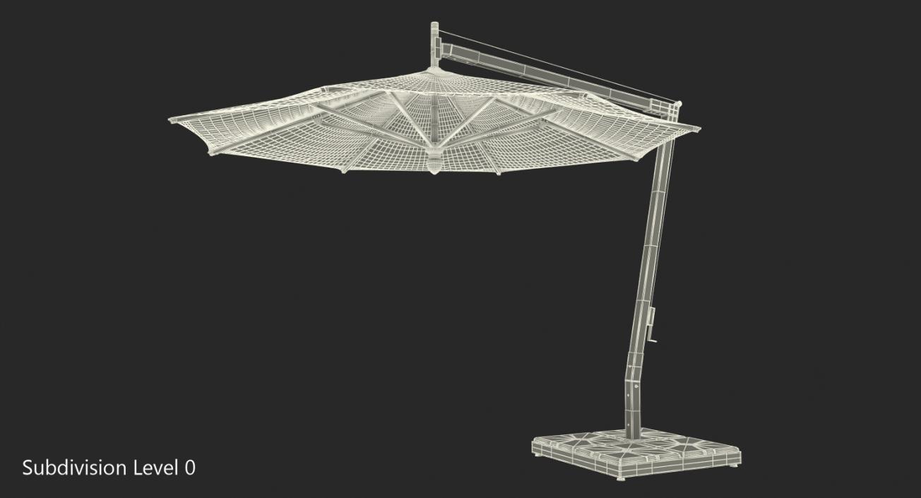 3D Offset Wooden Patio Umbrella model