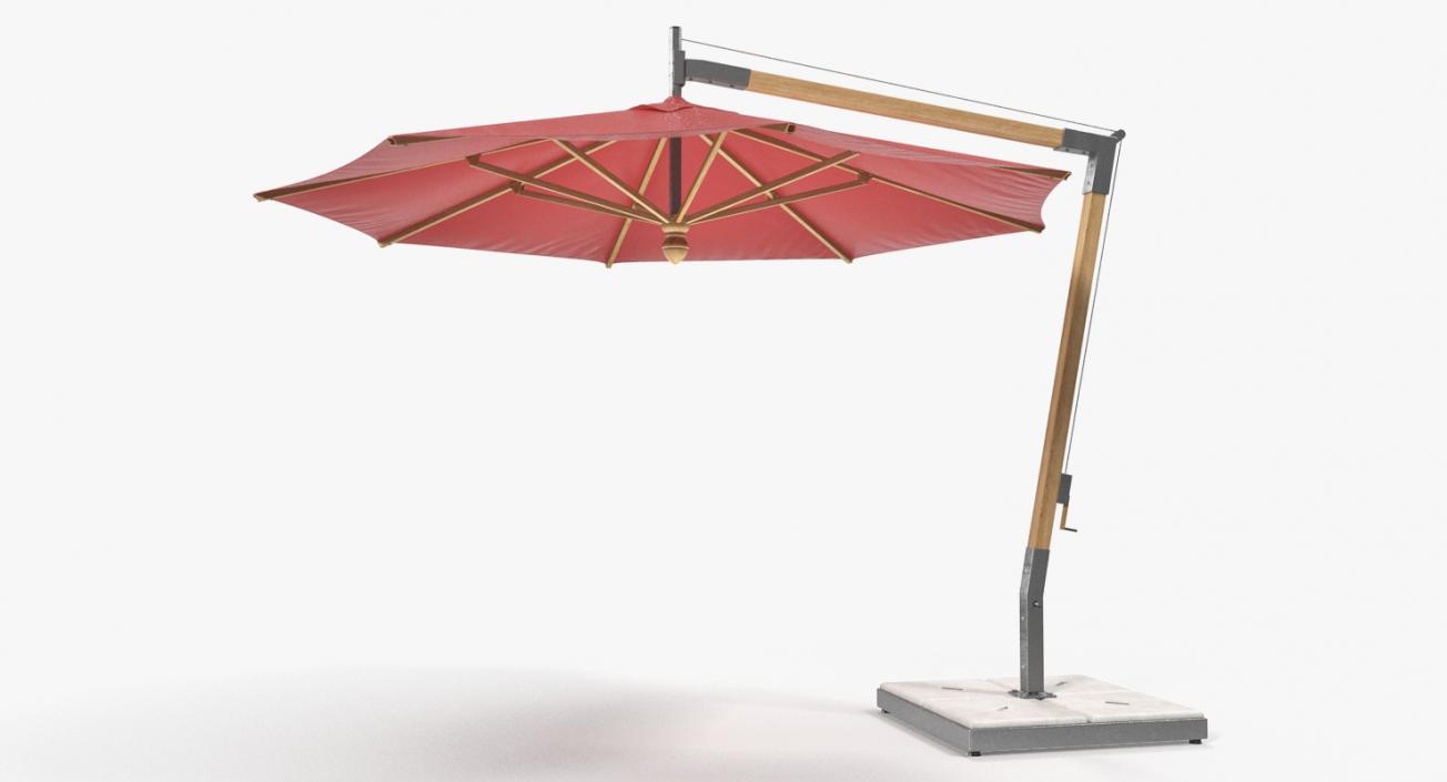 3D Offset Wooden Patio Umbrella model